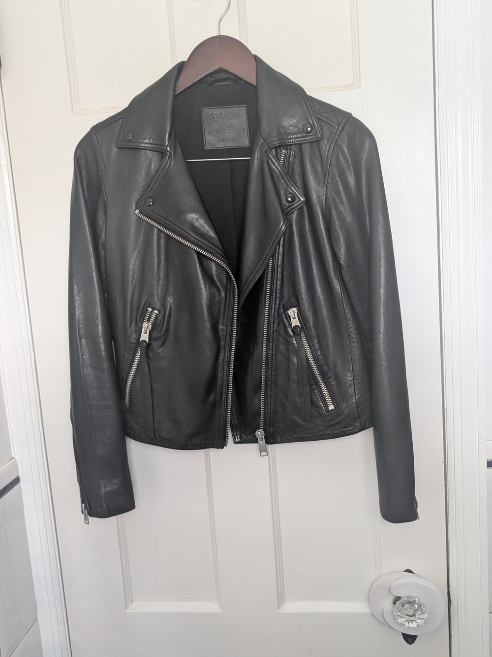 All Saints Black Leather Jacket - Women